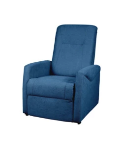 POLTRONA MASSAGGIANTE "SIENA" CON RECLINER ELETTRICO IN TESSUTO BLU, 75X93X105 CM